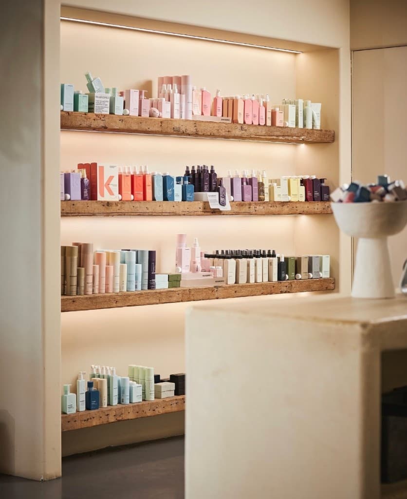 Kevin Murphy products displayed on salon shelves